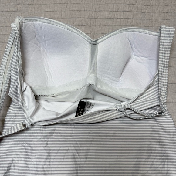 Nip Tuck Swim Gray & White Striped One-piece Swimsuit Size 12 - Picture 10 of 11